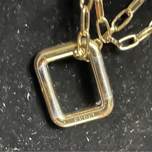 Gold Rectangular Pendant Necklace